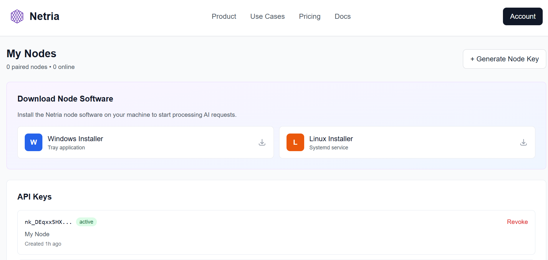 Netria private AI platform with security settings and encryption options
